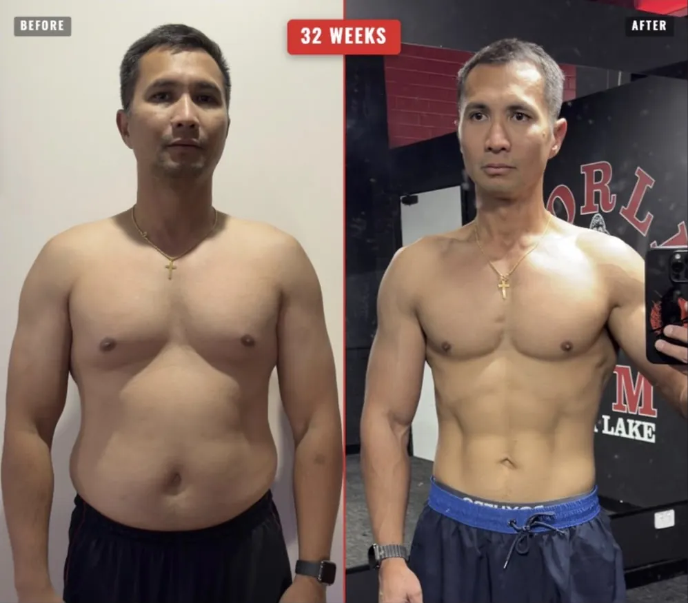 Client 01, before and after, 32 weeks